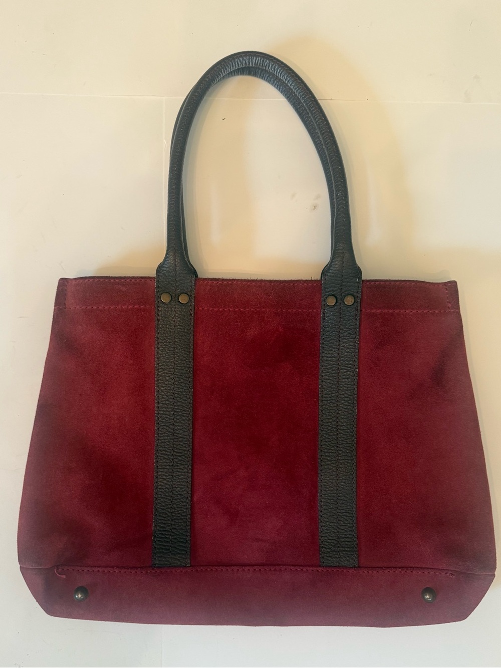 Vintage TANNER Red Black Suede Shoulder Tote